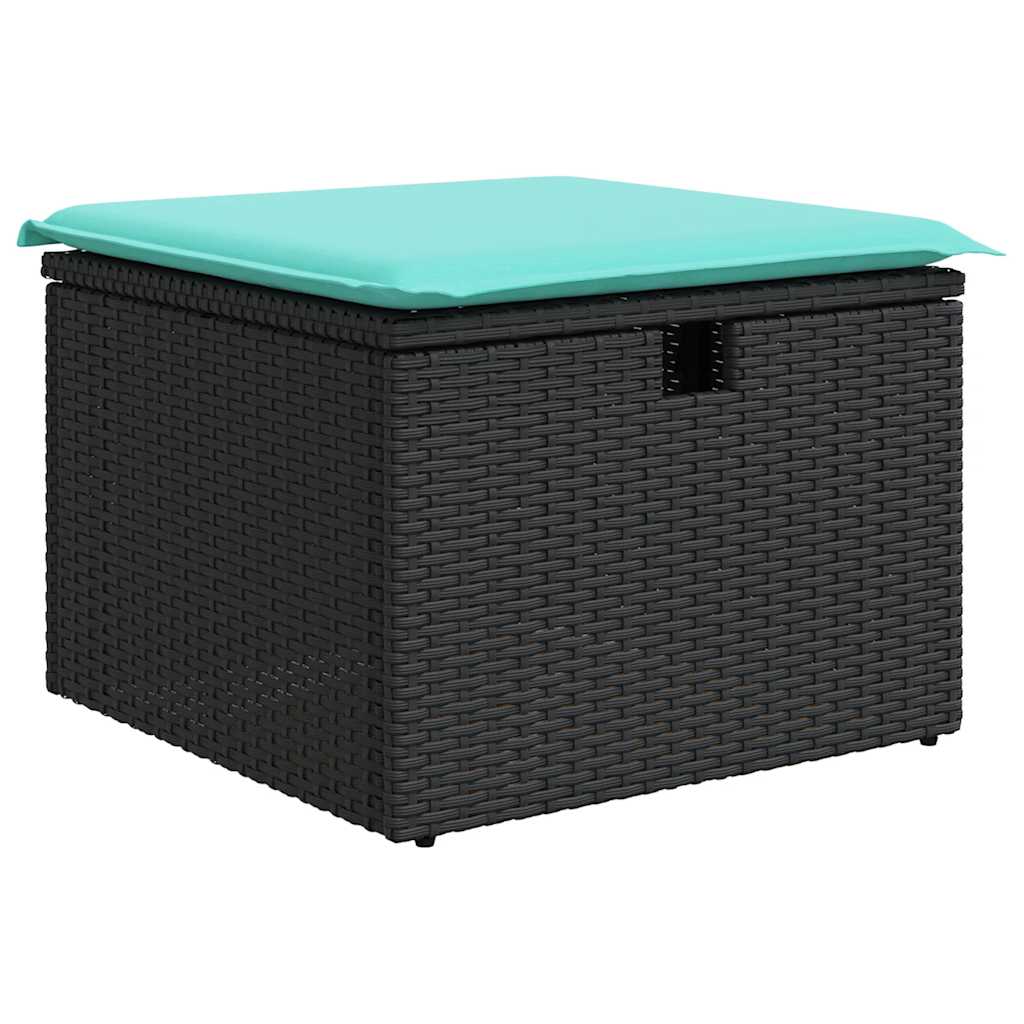 2-tlg. Garten-Sofagarnitur mit Kissen Schwarz Poly Rattan